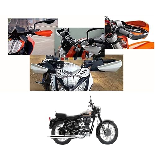 Image of Universal Black Motorcycle Handguards - Hand Protectors Wind Deflectors for 7 /8 inch Handlebars, Impact-Resistant Bike Hand Guards (Pack of 2) R-oyal-Enfie-ld-Bu-llet-350
