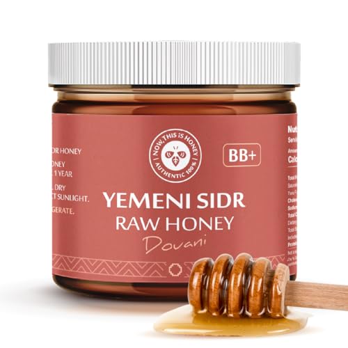 Raw Yemeni Sidr Honey BB+ Grade | Glass Jar | Unpasteurized, Unfiltered & Unheated | Authentic Monofloral Do’ani Sidr Honey from Sidr (Jujube Ziziphus) Trees | 100% Pure & Natural | 10oz / 284g