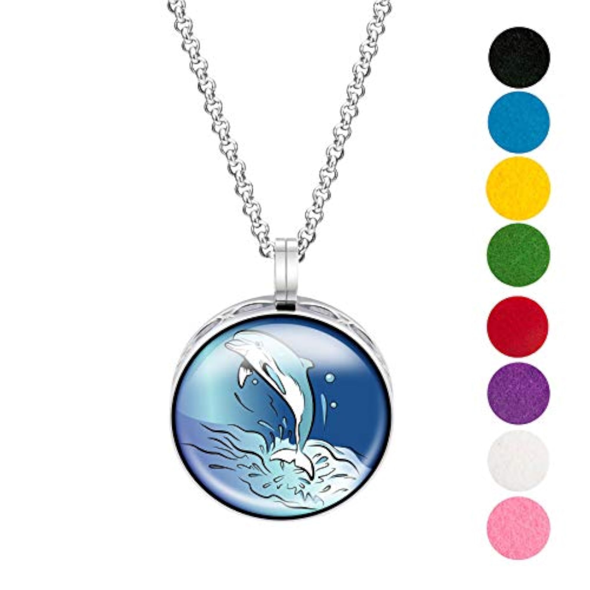 Dolphin Essential Diffuser Necklace Set, Aromatherapy Gift