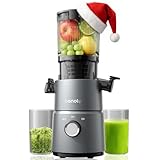 Canoly C03 Cold Press Juicer, 4.5" Wide Feed Chute Juicer Machine with 350W AC Motor, Fit Whole Vegetables & Fruits, 2-in-1 Strainer (Juice & Nut Milk Maker), Space-saving, Easy to Clean, Matte Grey