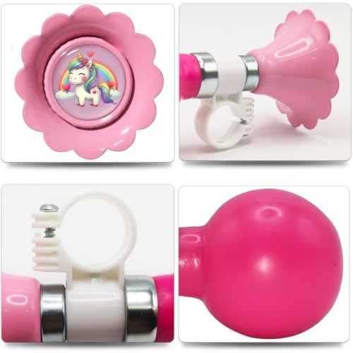 YeloYolker Kinder-Fahrradhupe, niedliches Fahrrad-Lenkerlufthorn für Mädchen, Kleinkinder, universelles Fahrradzubehör für Dreirad, Laufrad, Roller(Einhorn)