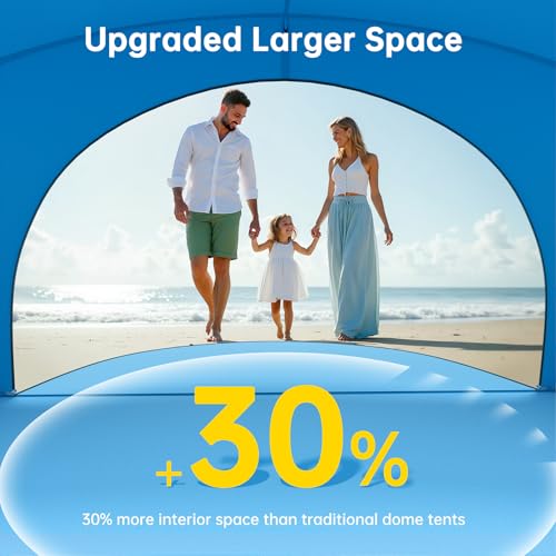 Raynesys Beach Tent Sun Shelter, Portable Beach Shade with UPF50+ UV Protection for 1-3 Person, Sun Shade Tent with 2 Zippered Doors, Cool Cabana for Sand Camping Fishing, Blue - Image 7