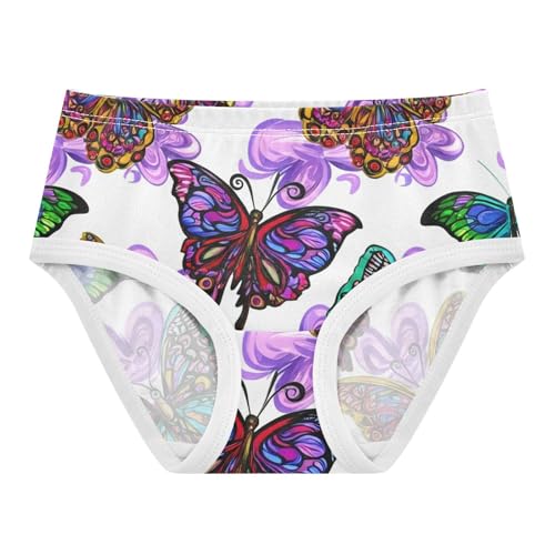 Vibrant Purple Butterflies White Toddler Girls Underwear 2t Cotton Panties for Girl Fun Underpants Briefs