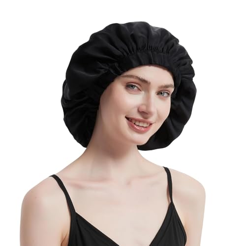 ALASKA BEAR® - Natural Silk Sleep Night Cap Head Cover Bonnet for Hair Beauty, Large Size Fits Most