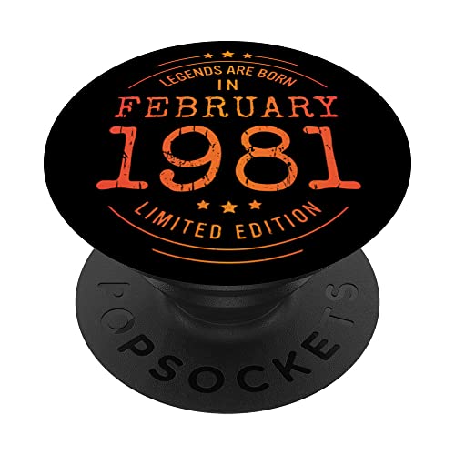 Cumpleaños Febrero 1981 Edición Limitada Regalo February PopSockets PopGrip Intercambiable