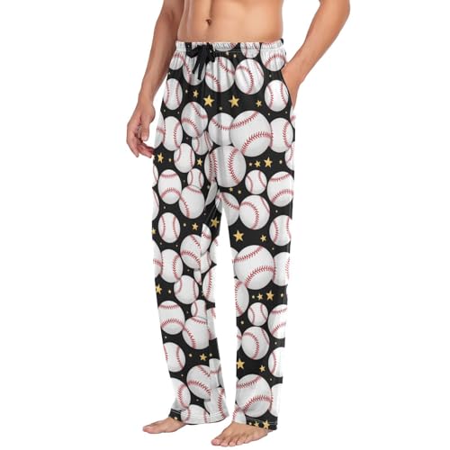 Baseball Softball Ball Pajama Pants Black Line Strip Lounge Sleepwear PJs Men's Pajama Bottoms Lightweight Sleep Pants XXL4