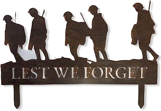 Large Lest We Forget Soldier Scene Garden Decoration Statue Remembrance Gift Feature Oranament Rustic Rusty Metal Gardening Present
