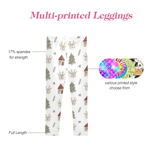CaTaKu Girls Leggings Watercolor Christmas Deers Leggings for Girls Kids Athletic Workout Yoga Pants Size 4-10T4