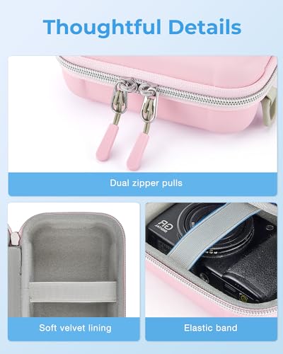 Funda pequeña impermeable para cámara digital con correa rosa miniatura 6