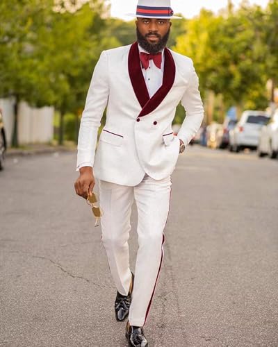 Mens Floral Jacquard Dress Suit 2 Piece Velvet Shawl Lapel Double Breasted Party Suits for Men Wedding JXZ0152