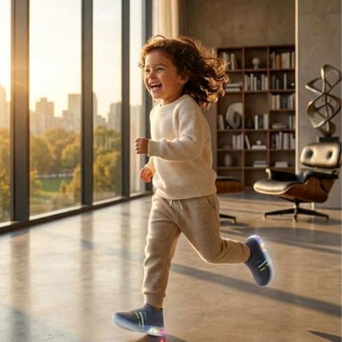 Image of inchJugnu inch LED Light-Up Baby Shoes (0-5 Years) | Soft Sole Comfort for Tiny Feet, Breathable Knit, Easy Slip-On | Magical Glowing Shoes for Happy Kids.