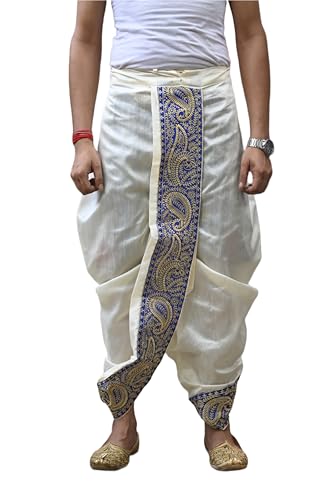 Image of Men's Ready to Wear Pant System MARWADI Embroidered Dhoti for Marriage, Party, Pooja, Festival etc. (GC009)