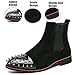 Men’s Suede Spikes Chelsea Boots Fashion Punk Style Round Toe Studded Dress Ankle Boots for Party Stage (Black,6)