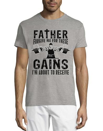 T-shirt musculation homme gris en coton avec imprimé original sport