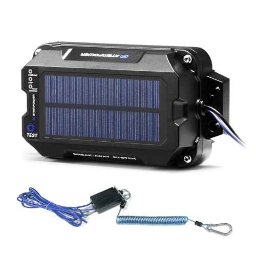 ATEM POWER Trailer Brake Controller Kit with Switch 12V 3AH LifePO4 Lithium Battery Trailer Breakaway Kit Brake Controller Bulit-in Solar Panel LED Indicator Break Away System for Trailer Caravan IP65