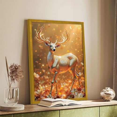 Image of ArtX Canvas Vastu Golden Deer Wall Painting, Big Size Canvas Painting For Living Room, Bedroom, Multicolor, Abstract, 61.0 X 48.0 cm, Set of 1