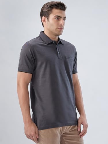 Image of Colorplus Men Regular Fit Solid Pattern Pure Cotton Half Sleeve Polo Neck Casual T-Shirt