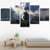 SIGNWIN 5 Panel Canvas Wall Art Modern Art Cars Edgy Industrial Mixed Media Multicolor Transportation for Home Decorations Ready to Hang - 60