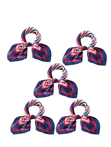 uxcell 5Pcs Women Square Scarf Scarves Leopard Printed Striped Polka Dots Pattern Kerchief Neckerchief