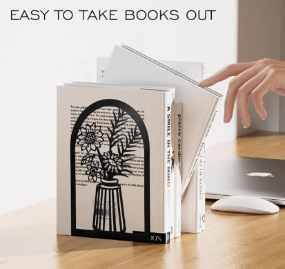 GPNW Black Book Ends, Metal Bookends for Shelves Heavy Duty Book Stopper Book Ends to Hold Books, Black Bookends for Home Office School Supplies 1