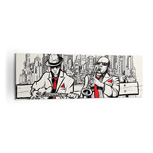 Moderne Impression sur Toile 160x50cm Image Tableau Decoration Murale jazz musique musicien Grand Tableaux Decoratifs Muraux Chambre Panoramique Deco Cadre...