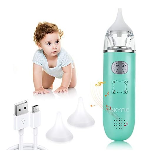 Baby Nasal Aspirator, Flend Electric Nose Suction for Baby, USB Rechargeable Snot Sucker with Silicone Tips, Booger Sucker for Infants, LCD Display Ear Wax Removal Tool for Toddlers and Kids (Green)