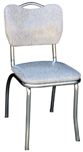 4161 Handle Back Diner Chair -Cracked Ice Grey- with 1 in. Pulled Seat - Chrome