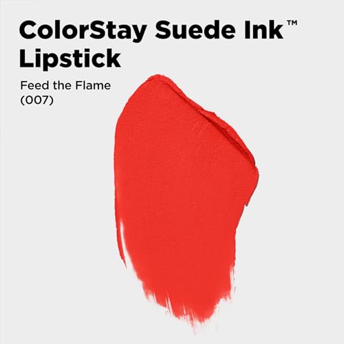 Image of REVLON ColorStay Suede INK Lipstick, Waterproof, Longwear, Transfer proof, Antioxidant-rich Vitamin E, With Vegan Formula made without parabens, Feed The Flame - 007