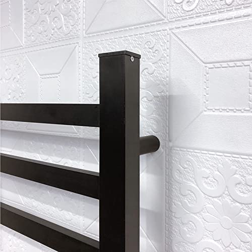 Calentador de toallas eléctrico negro de pared con 7 barras de acero inoxidable 5