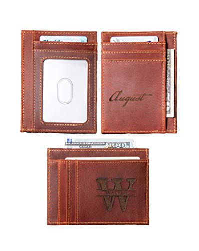 Slim Leather Wallet Personalized With ID Window The Ocala by Left Coast Original