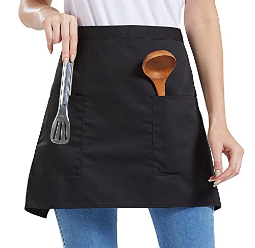 Nanxson Unisex mehrfarbige kurz Bistroschürze professionelle Hotel Schürze AL8029 (schwarz)