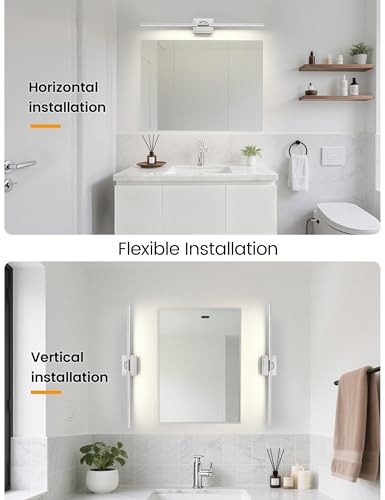 Image of NIORSUN 39.4 Inch Modern Bathroom Light Fixture, 34W 5CCT Dimmable LED Chrome Bathroom Vanity Lights Over Mirror, Vanity Lights for Bathrooms Restroom Mirror