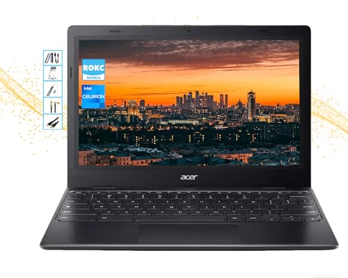 Acer Chromebook 311 con sistema operativo Gemini-AI cromado | visualización HD de 11.6 pulgadas | 4 GB de RAM | 64 GB SSD y 64 tarjetas y 128 GB SSD portátil | CPU Intel Celeron de 2 núcleos | Lector