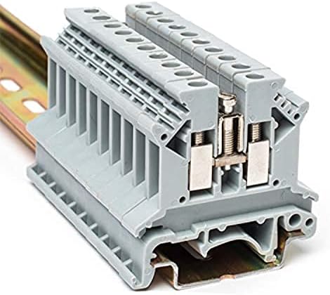 Erayco UK2.5N-GR DIN Rail Terminal Block, Screw Clamp, 600V 20A 24-12AWG, Pack of 100
