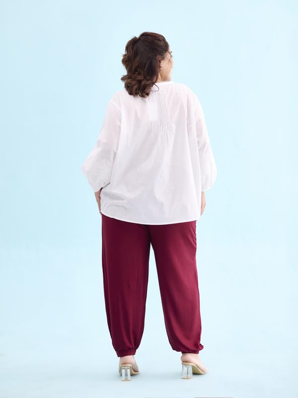 Image of GO COLORS Women Mid Rise Viscose Harem Pants | Wrinkle Free, Relaxed Fit, Free Size