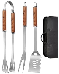 Grillbesteck Set, 3-teilig Edelstahl Grill Zubehör mit Tragetasche, Umfassendes Grillbesteck für das Grillen im Freien, Camping, Grillzubehör BBQ, Professionelle Grillzubehör für Männer Frauen