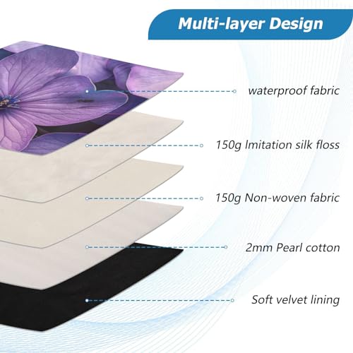 Funda para portátil 13-14 pulgadas con flores moradas impermeable miniatura 4
