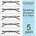 EYECEDAR 5 Pack Premium Blue Light Blocking Reading Glasses Men Metal Half Frame Spring Hinges Computer Readers for Men and Women 2.0