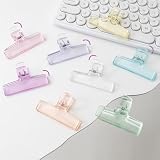 OWLFAVO 16 Pcs Clear Binder Clips, Plastic Bag Clip, Acrylic Paper Photo Food Clamps, Wide Mouth Seal Clamp, Transparent Air Tight Sealing Binders for School, Office and Kitchen Storage, 8 Colors