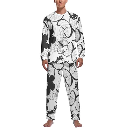 Pyjama homme haut et bas manche longue Papillon Noir