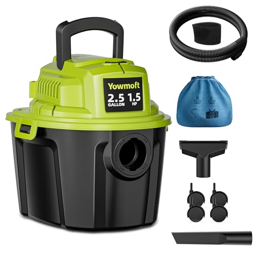 Image of YWDV25B 2.5 Gallon Small Shop Vac 1.5 Peak HP Mini Wet Dry Vac with Blowing Function, 15Ft of Cleaning Reach, 3 in 1 Portable Compact Shop Vacuum for Hose and Attachments for Home Floor /Car /Garage