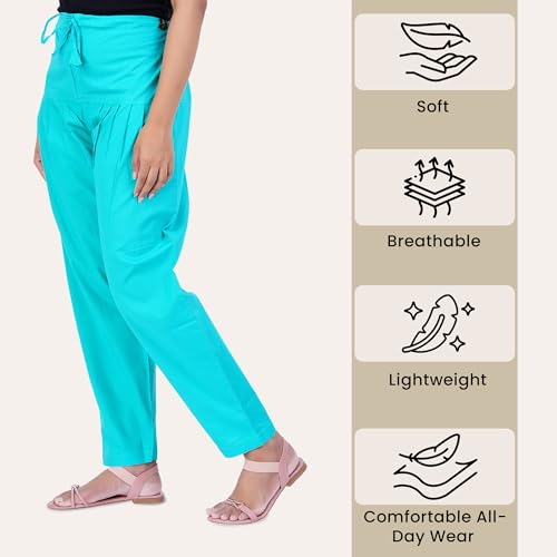 Image of Happy Bunny Salwar Pant for Women, Fine Cotton Ethnic Trousers with Drawstring Waist, Comfortable Daily, Office & Casual Wear Bottoms