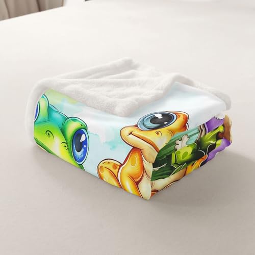 Couverture polaire flanelle grenouille aquarelle cadeau idéal lit - 6
