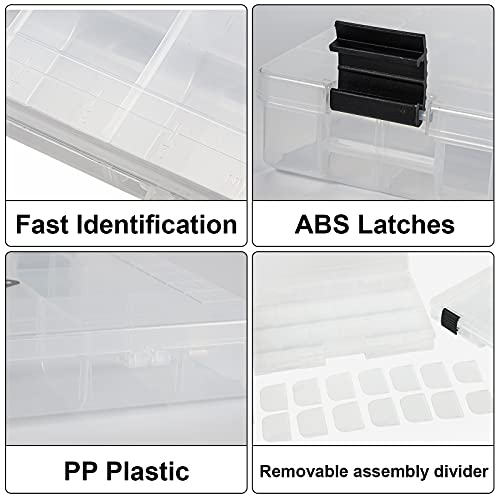 Thekuai Tackle Boxes, Fishing Lure Tray With Removable Dividers, Plastic Storage Organizer Boxes - 2 Packs / 3 Packs / 4 Packs 3600 3700 Tackle Trays - Parts Box (4 Packs Boxes（3600）) #TOP3