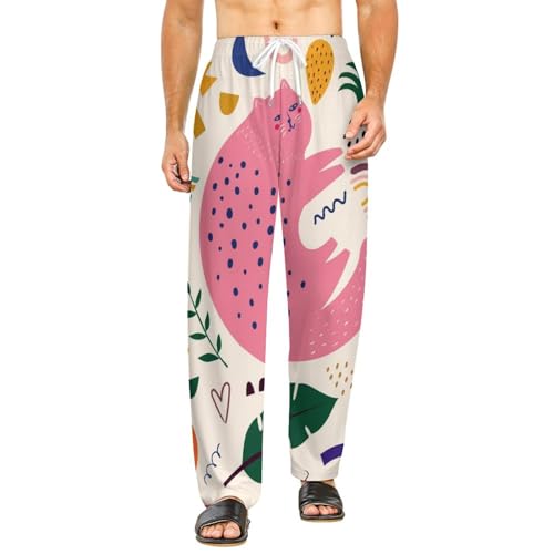 Pantalon de détente chaton rose avec poches latérales pratiques