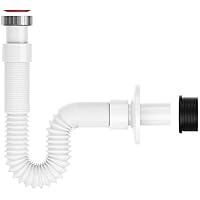 MYLAVABO Siphon Ablaufschlauch 1 1/4 Sifon für Waschbecken, flexibel ausziehbar bis 85cm cm, Röhrensiphon aus Kunststoff | 5/4 Anschluss | Ablaufgarnitur für Waschtisch