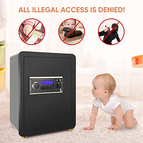 Riddost 2.25 Cub Large Biometric Fireproof Home Safe, Quick-Access Security Safe Box With Fingerprint Lock & Digital Keypad, Safes Fireproof Waterproof For Money Jewelry Document #TOP4