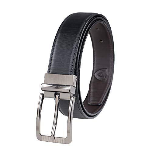 Image of Keviv PU-Leather Formal, Casual & Reversible Belts For Men (Black /Brown) (GB-)