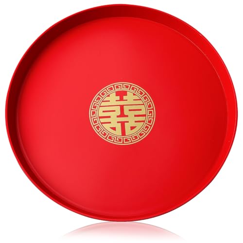 ABOOFAN Chinese Wedding Serving Tray Platter, Red...