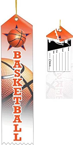 Crown Awards Place Ribbon, 2" x 8" Basketball Award Ribbon, 25 Pack Prime
